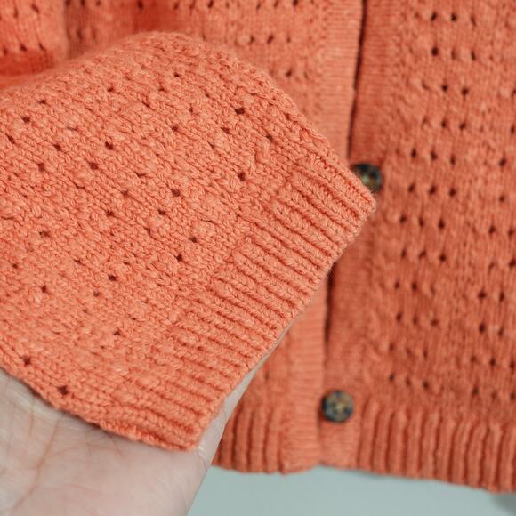 Madewell Comfy Cozy Soft Oversized Orange Open Stitch Cardigan Sweater- L - Picture 4 of 10